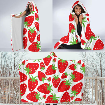 Strawberry Pattern Print Design SB01 Hooded Blanket-JORJUNE.COM