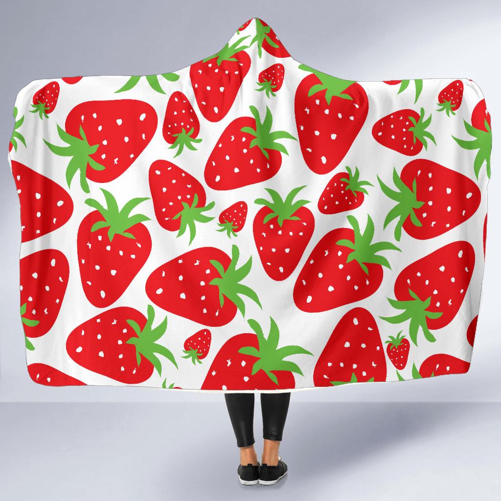 Strawberry Pattern Print Design SB01 Hooded Blanket-JORJUNE.COM