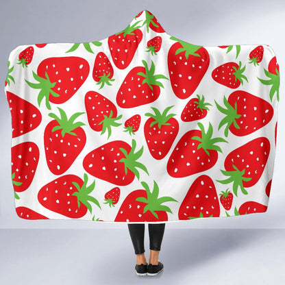 Strawberry Pattern Print Design SB01 Hooded Blanket-JORJUNE.COM