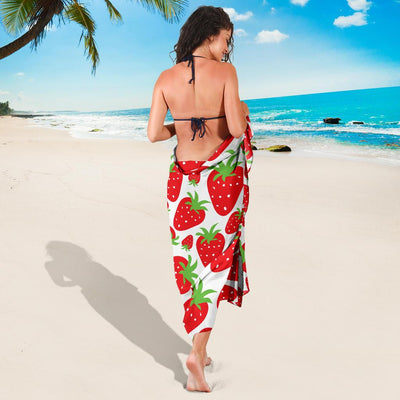 Strawberry Pattern Print Design SB01 Sarong Pareo Wrap-JORJUNE.COM