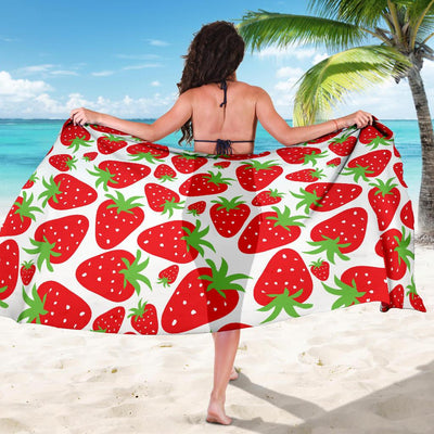 Strawberry Pattern Print Design SB01 Sarong Pareo Wrap-JORJUNE.COM