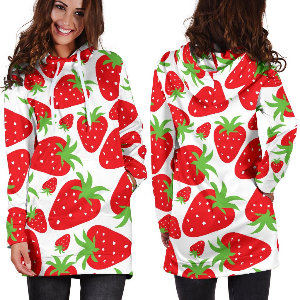 Strawberry Pattern Print Design SB01 Women Hoodie Dress