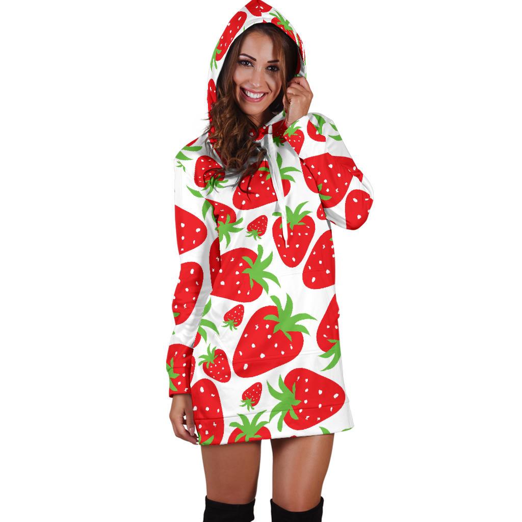 Strawberry Pattern Print Design SB01 Women Hoodie Dress