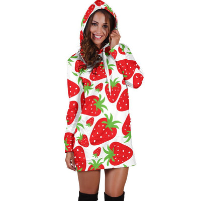 Strawberry Pattern Print Design SB01 Women Hoodie Dress