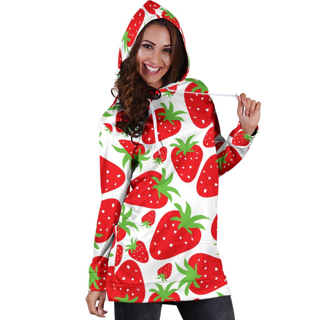Strawberry Pattern Print Design SB01 Women Hoodie Dress