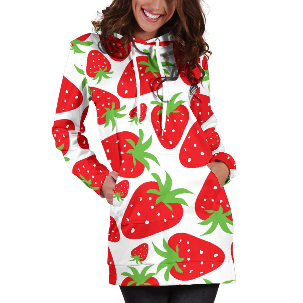 Strawberry Pattern Print Design SB01 Women Hoodie Dress