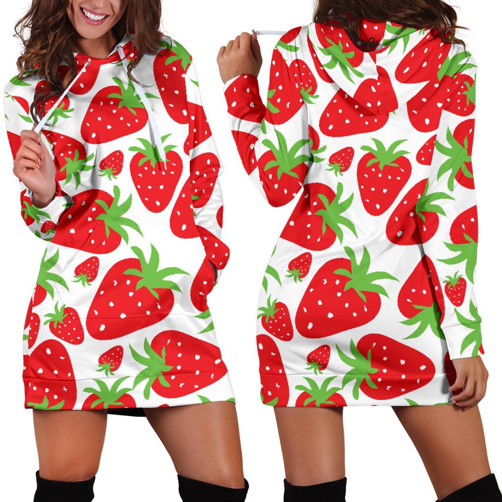 Strawberry Pattern Print Design SB01 Women Hoodie Dress