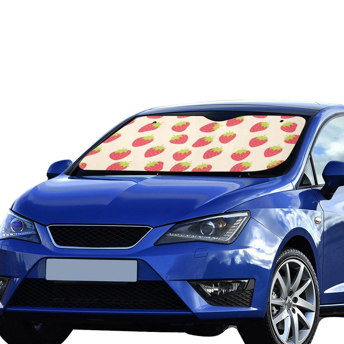 Strawberry Pattern Print Design SB02 Car Sun Shade-JorJune