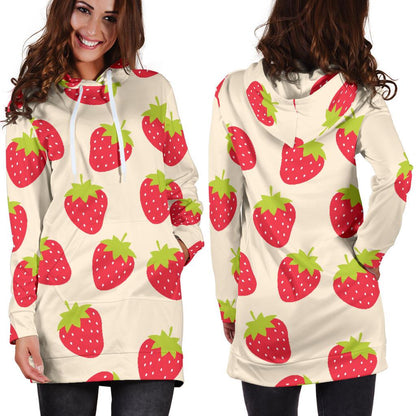 Strawberry Pattern Print Design SB02 Women Hoodie Dress