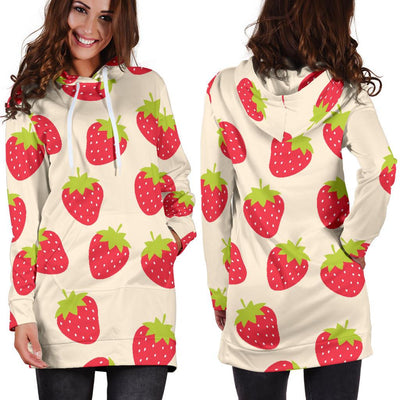 Strawberry Pattern Print Design SB02 Women Hoodie Dress