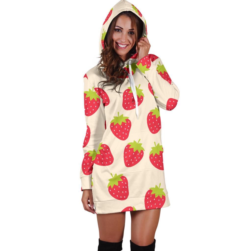 Strawberry Pattern Print Design SB02 Women Hoodie Dress