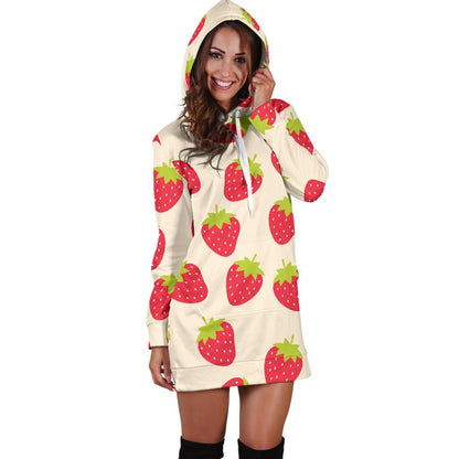 Strawberry Pattern Print Design SB02 Women Hoodie Dress