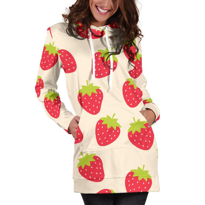 Strawberry Pattern Print Design SB02 Women Hoodie Dress