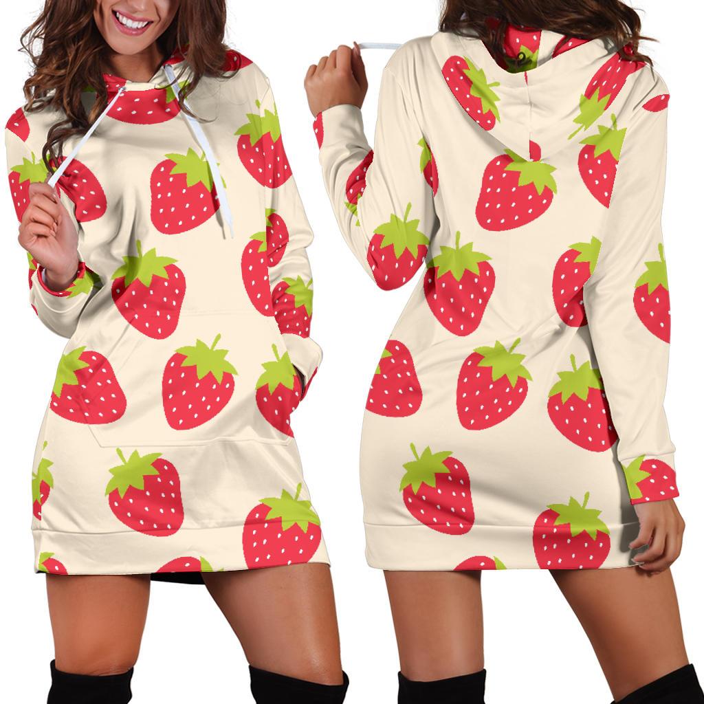 Strawberry Pattern Print Design SB02 Women Hoodie Dress