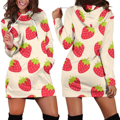 Strawberry Pattern Print Design SB02 Women Hoodie Dress