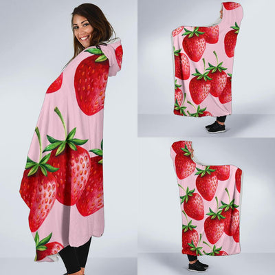 Strawberry Pattern Print Design SB03 Hooded Blanket-JORJUNE.COM