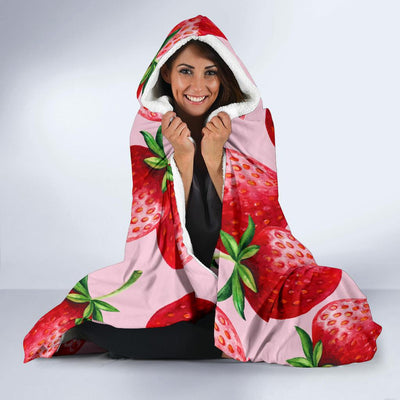 Strawberry Pattern Print Design SB03 Hooded Blanket-JORJUNE.COM