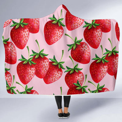 Strawberry Pattern Print Design SB03 Hooded Blanket-JORJUNE.COM