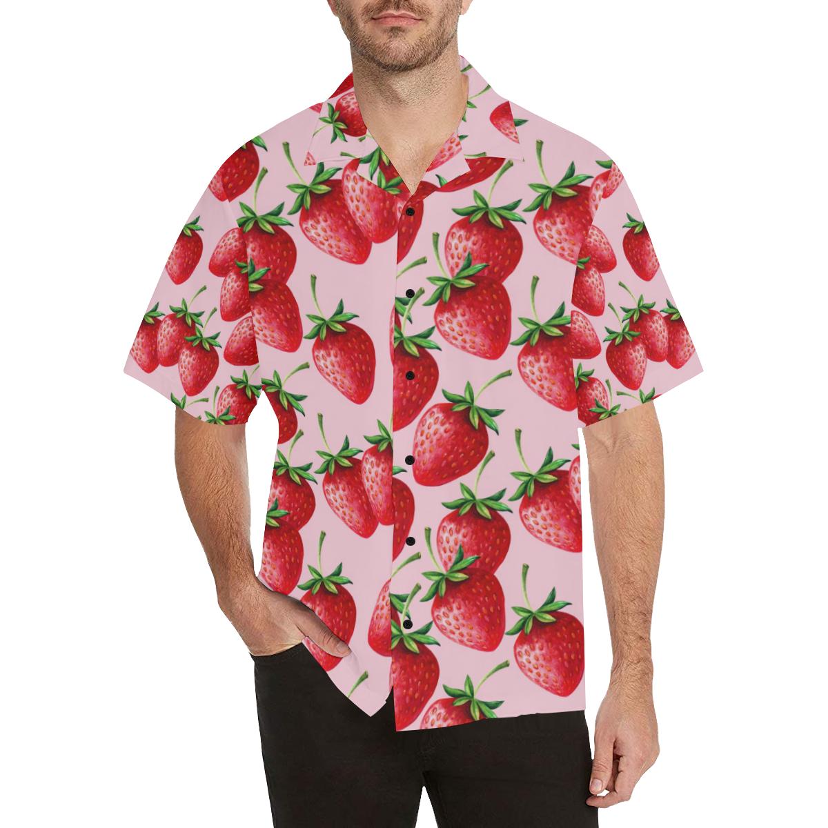 Strawberry Pattern Print Design SB03 Men Hawaiian Shirt-JorJune