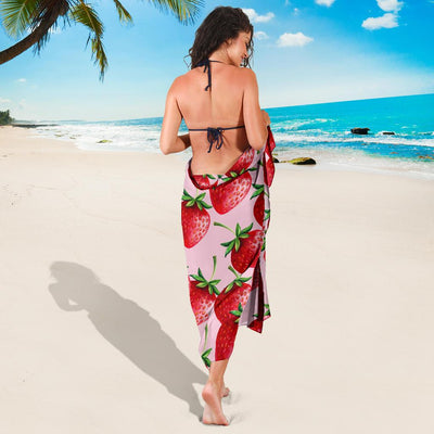 Strawberry Pattern Print Design SB03 Sarong Pareo Wrap-JORJUNE.COM