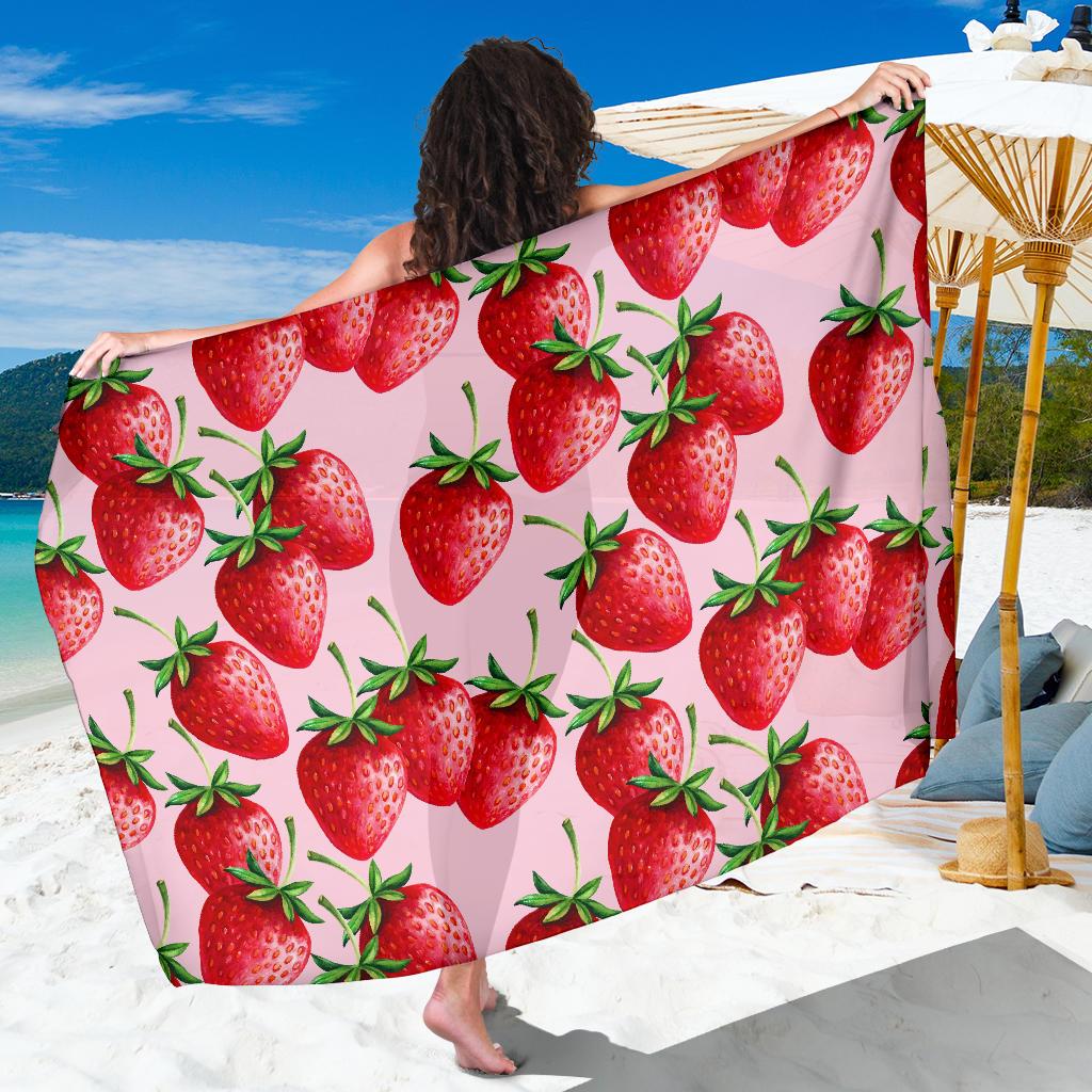 Strawberry Pattern Print Design SB03 Sarong Pareo Wrap-JORJUNE.COM