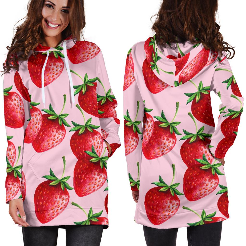 Strawberry Pattern Print Design SB03 Women Hoodie Dress