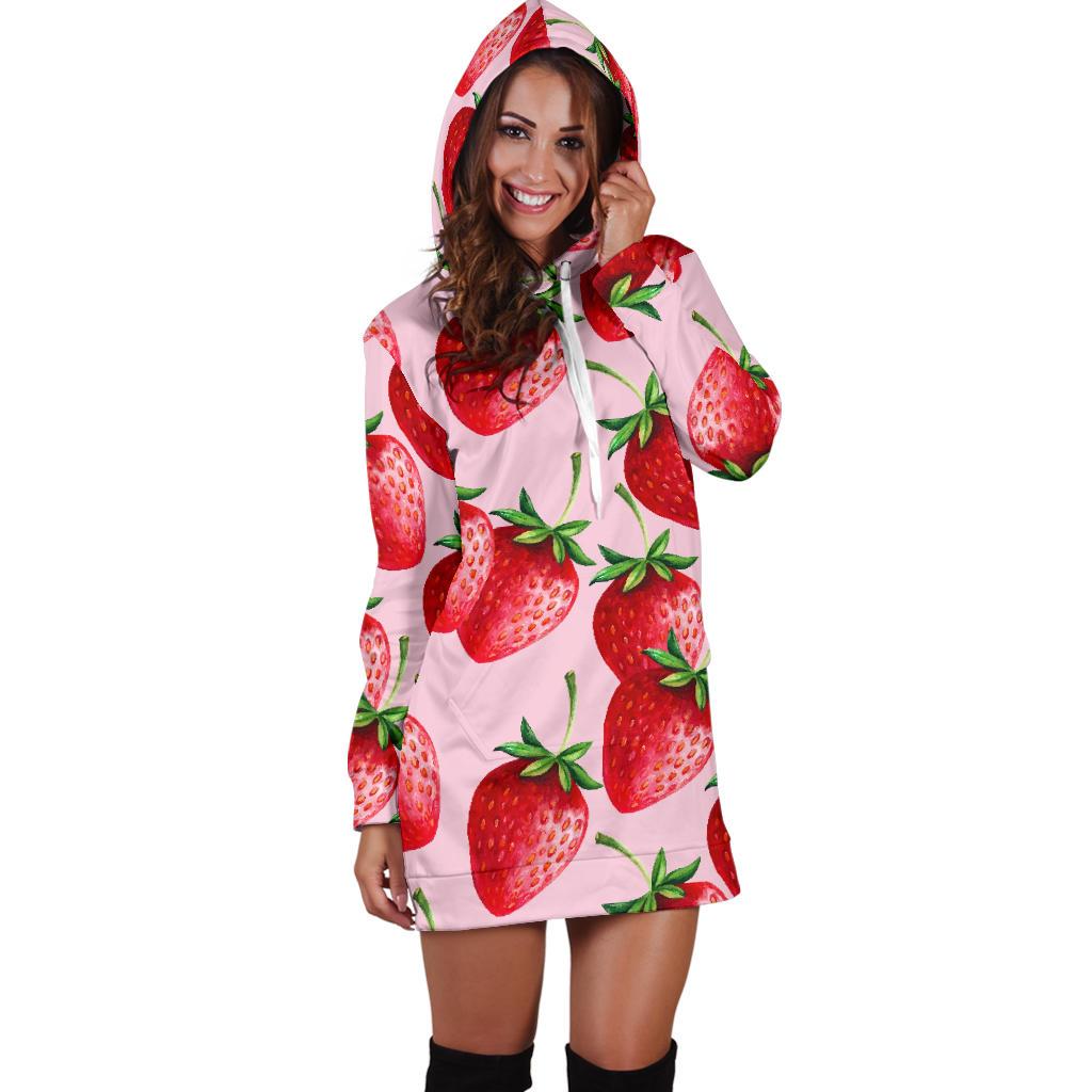 Strawberry Pattern Print Design SB03 Women Hoodie Dress