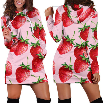 Strawberry Pattern Print Design SB03 Women Hoodie Dress