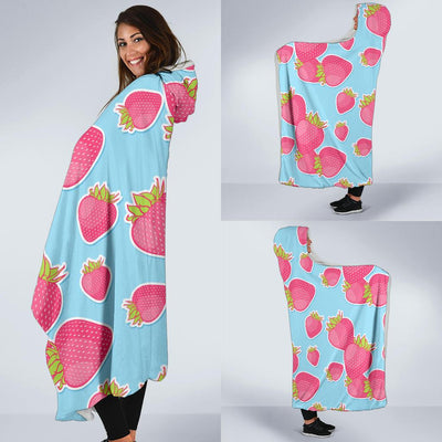 Strawberry Pattern Print Design SB04 Hooded Blanket-JORJUNE.COM