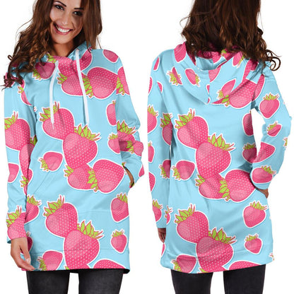 Strawberry Pattern Print Design SB04 Women Hoodie Dress
