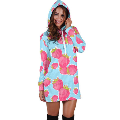 Strawberry Pattern Print Design SB04 Women Hoodie Dress