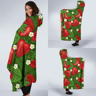 Strawberry Pattern Print Design SB05 Hooded Blanket-JORJUNE.COM