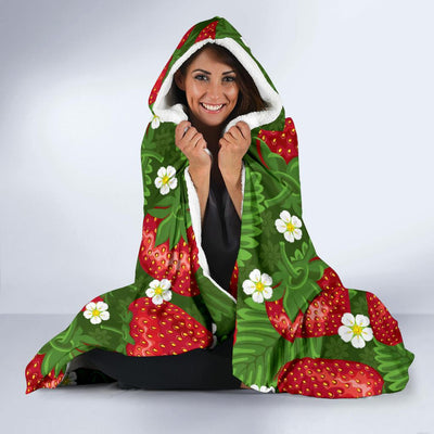 Strawberry Pattern Print Design SB05 Hooded Blanket-JORJUNE.COM