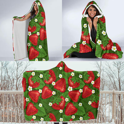 Strawberry Pattern Print Design SB05 Hooded Blanket-JORJUNE.COM