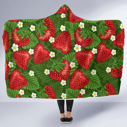 Strawberry Pattern Print Design SB05 Hooded Blanket-JORJUNE.COM