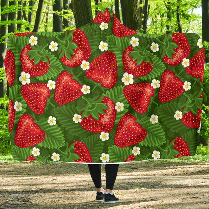 Strawberry Pattern Print Design SB05 Hooded Blanket-JORJUNE.COM