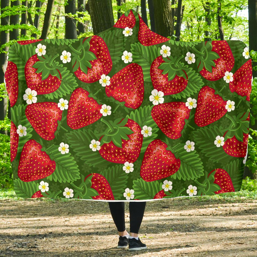 Strawberry Pattern Print Design SB05 Hooded Blanket-JORJUNE.COM