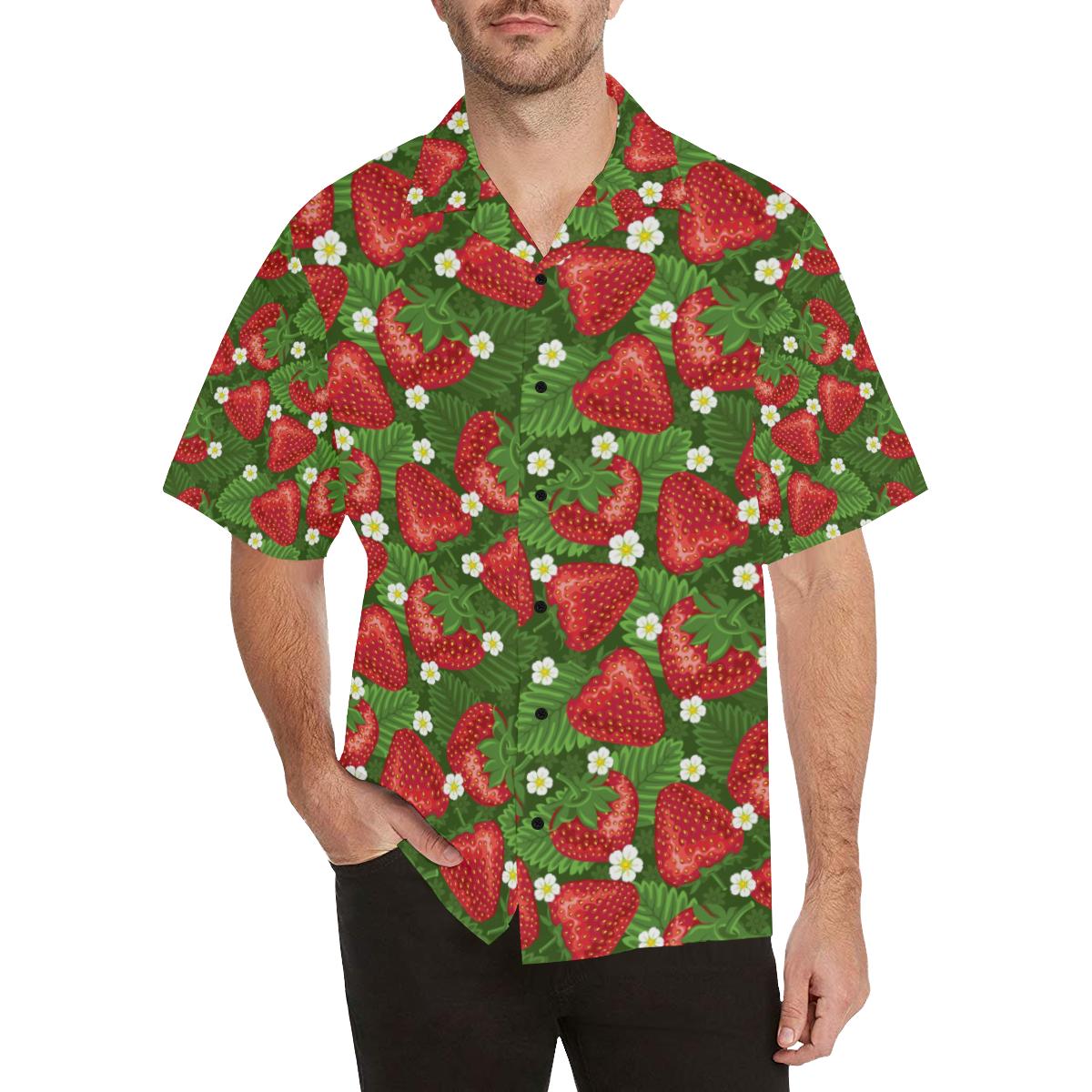 Strawberry Pattern Print Design SB05 Men Hawaiian Shirt-JorJune