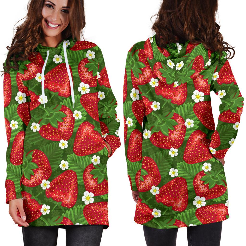 Strawberry Pattern Print Design SB05 Women Hoodie Dress