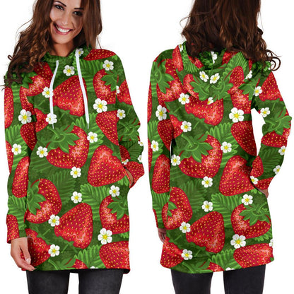 Strawberry Pattern Print Design SB05 Women Hoodie Dress