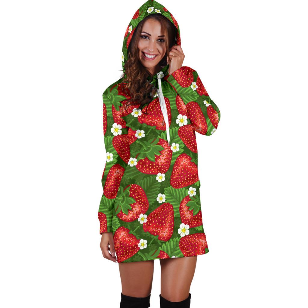 Strawberry Pattern Print Design SB05 Women Hoodie Dress