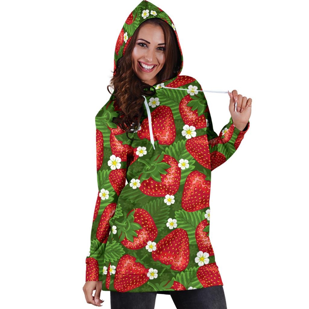 Strawberry Pattern Print Design SB05 Women Hoodie Dress