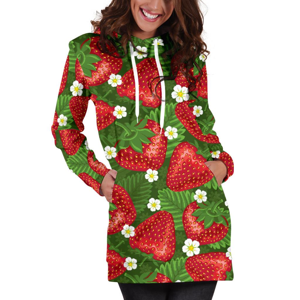 Strawberry Pattern Print Design SB05 Women Hoodie Dress
