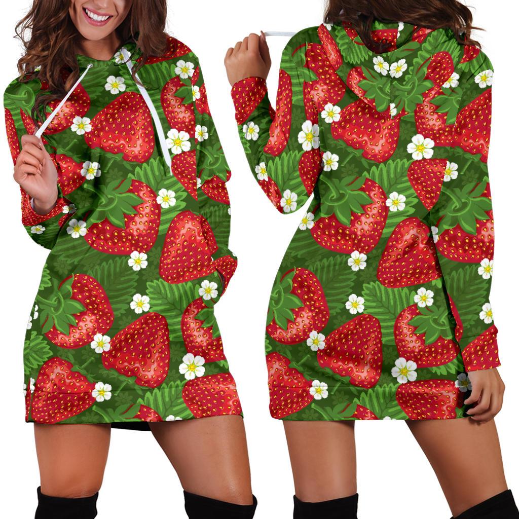 Strawberry Pattern Print Design SB05 Women Hoodie Dress