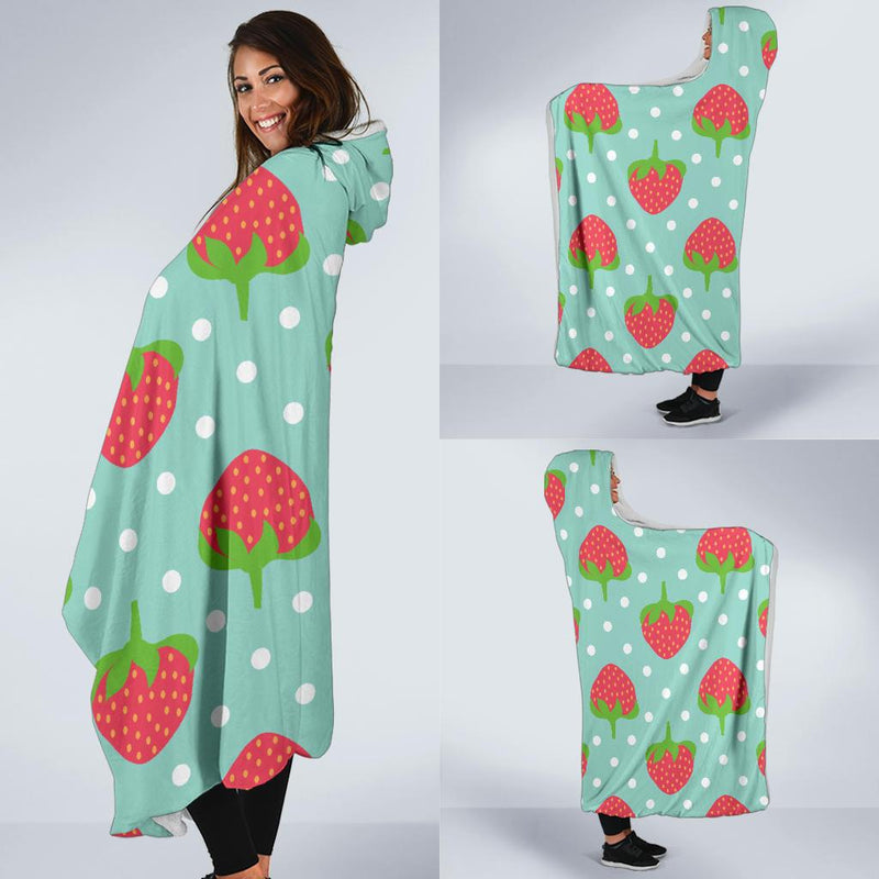 Strawberry Pattern Print Design SB06 Hooded Blanket-JORJUNE.COM