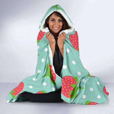 Strawberry Pattern Print Design SB06 Hooded Blanket-JORJUNE.COM