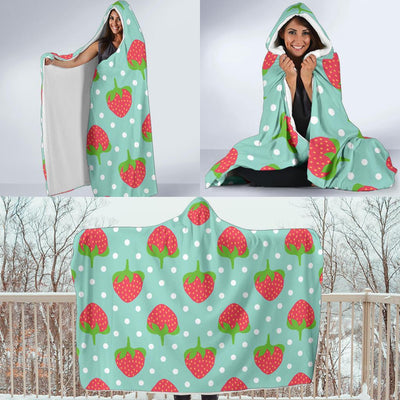 Strawberry Pattern Print Design SB06 Hooded Blanket-JORJUNE.COM