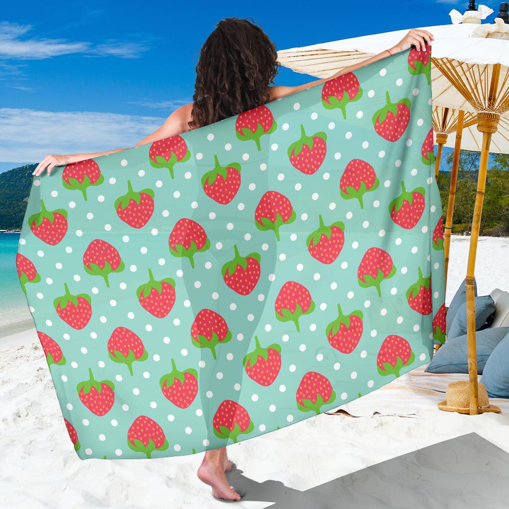 Strawberry Pattern Print Design SB06 Sarong Pareo Wrap-JORJUNE.COM