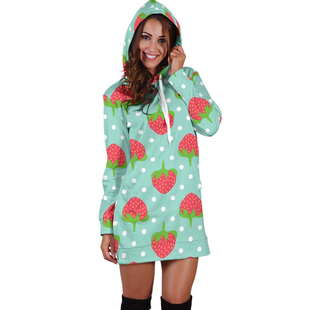 Strawberry Pattern Print Design SB06 Women Hoodie Dress