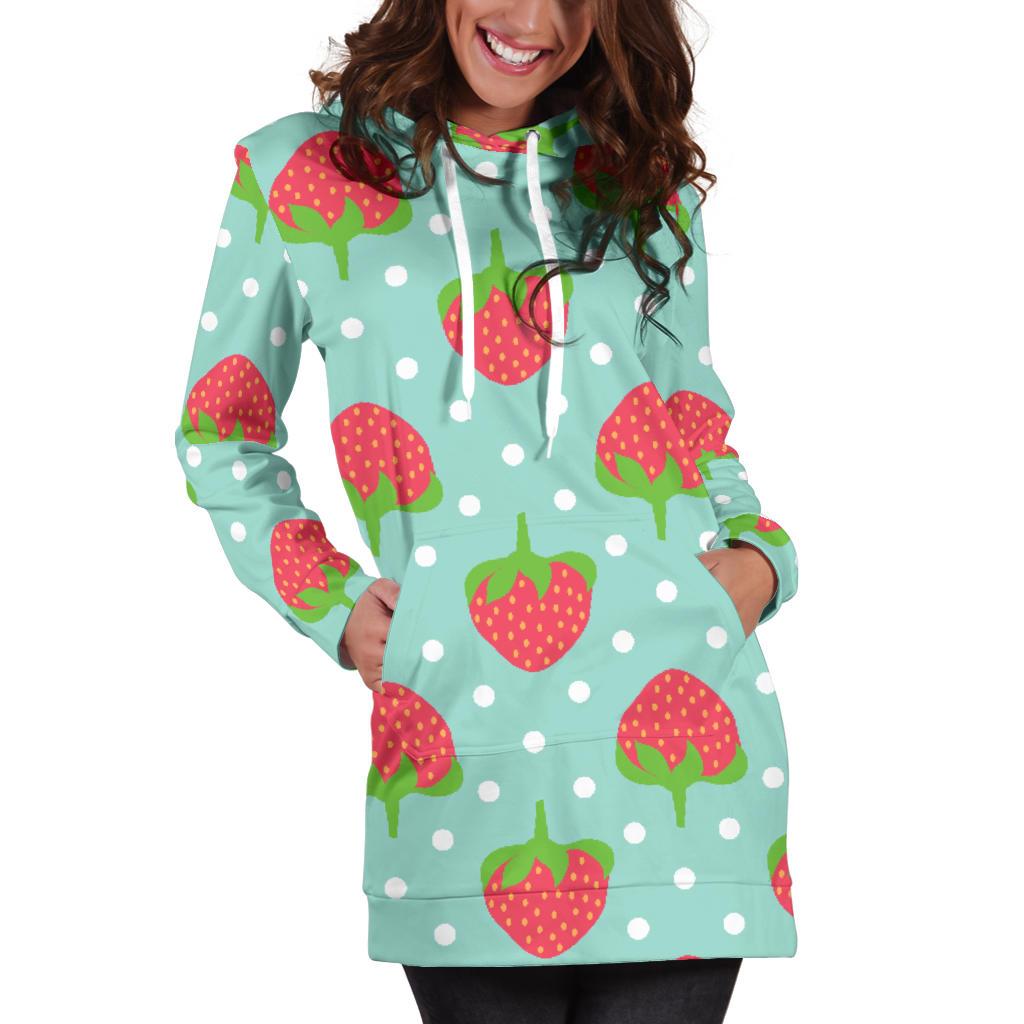 Strawberry Pattern Print Design SB06 Women Hoodie Dress